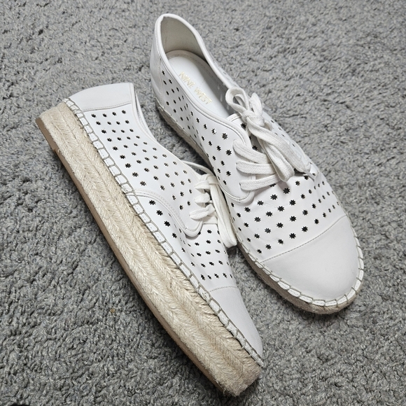 Nine West Gigantico White Star Platform Espadrilles Size 10.5M - Picture 4 of 8